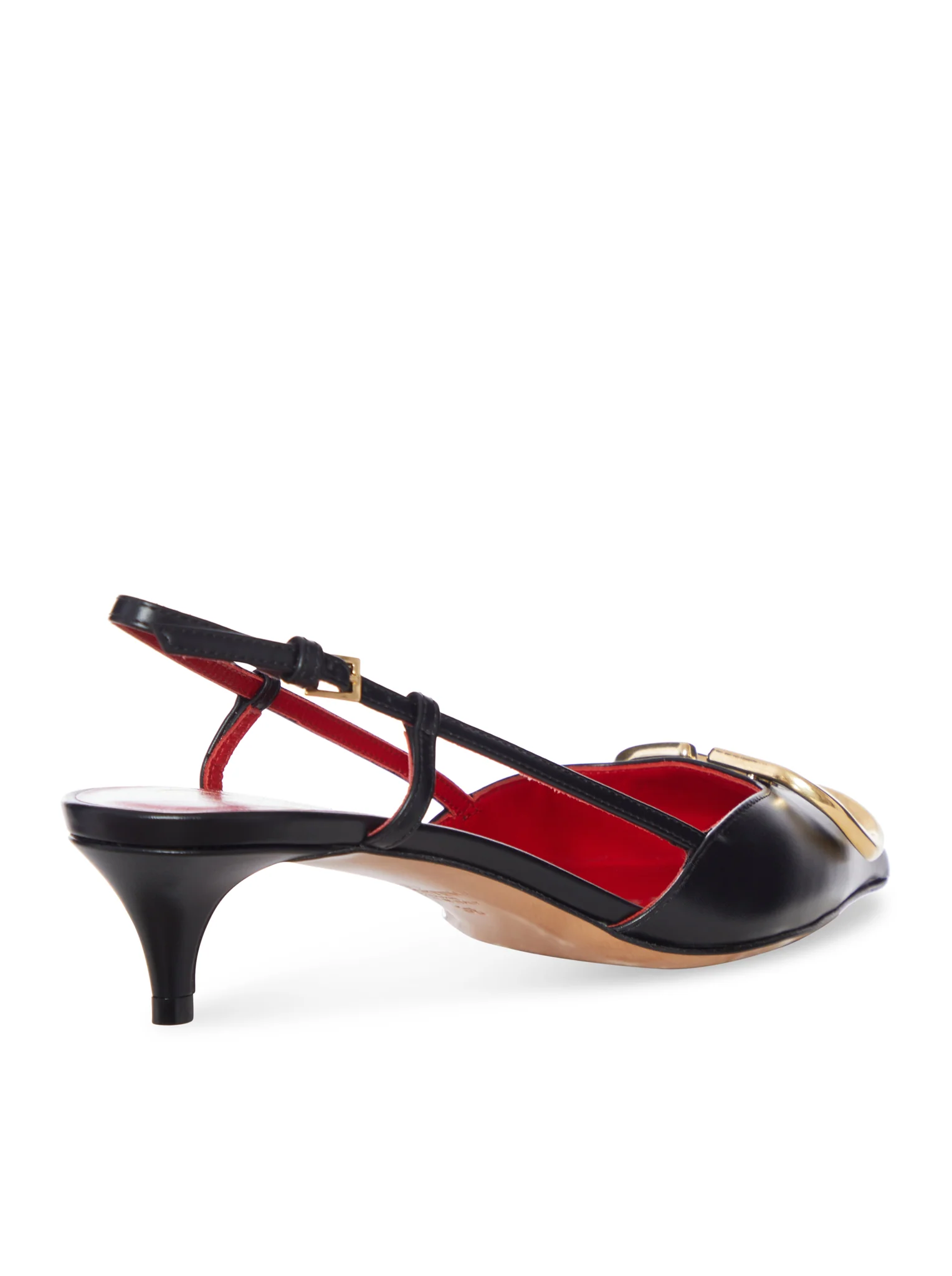 LEATHER SLINGBACK PUMPS WITH V LOGO DETAIL - Image 3