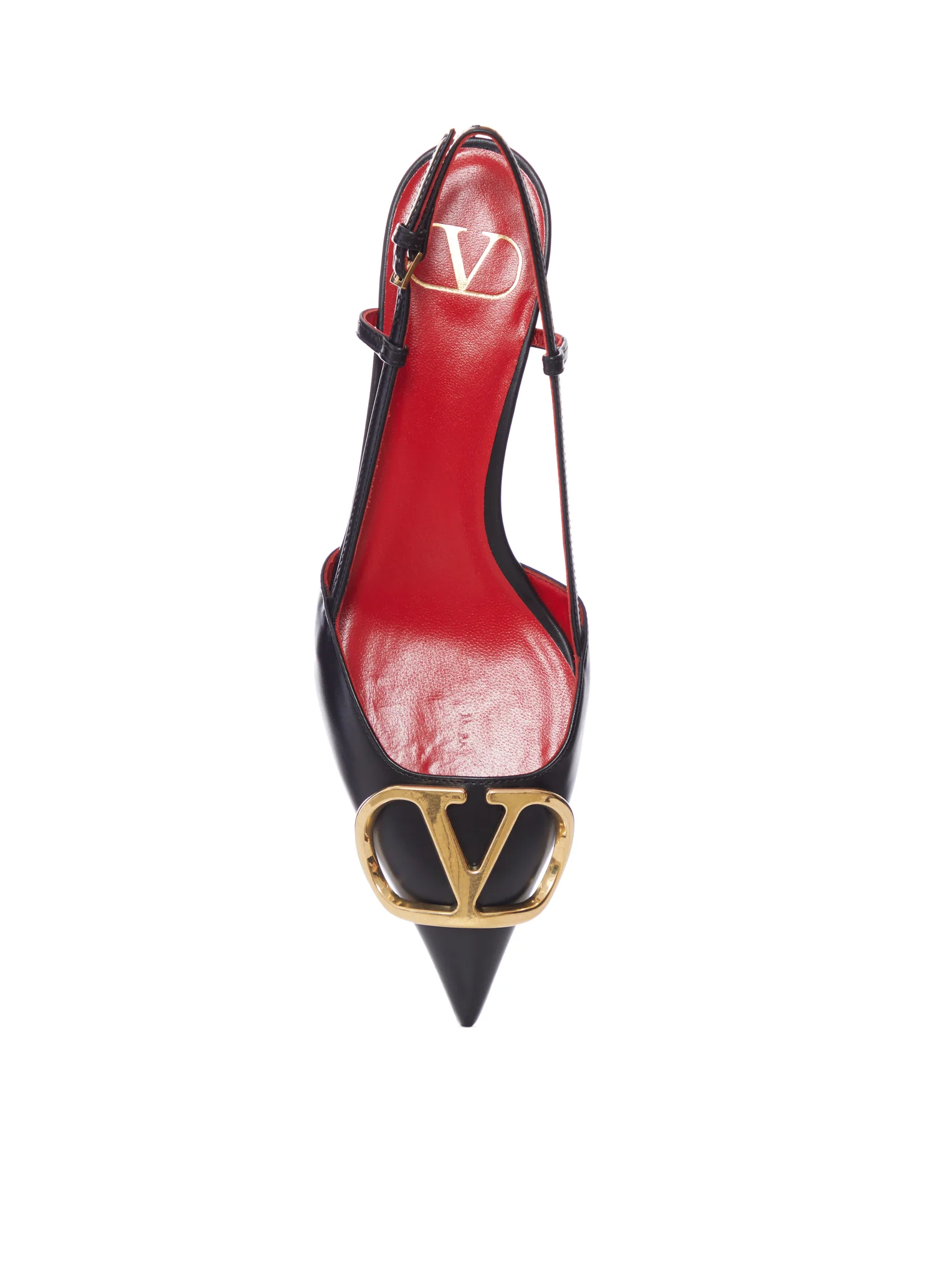 LEATHER SLINGBACK PUMPS WITH V LOGO DETAIL - Image 4
