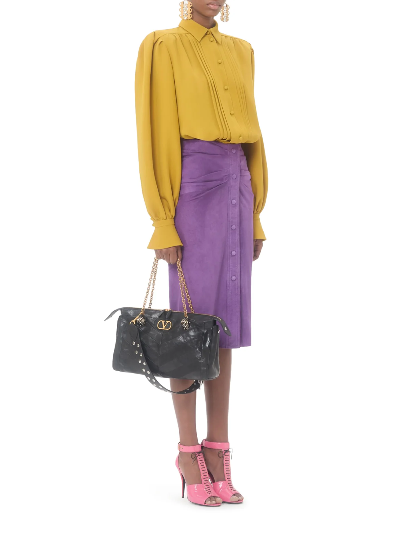 PANTHEA CHEVRON-PRINT NAPPA LEATHER SHOULDER BAG - Image 2