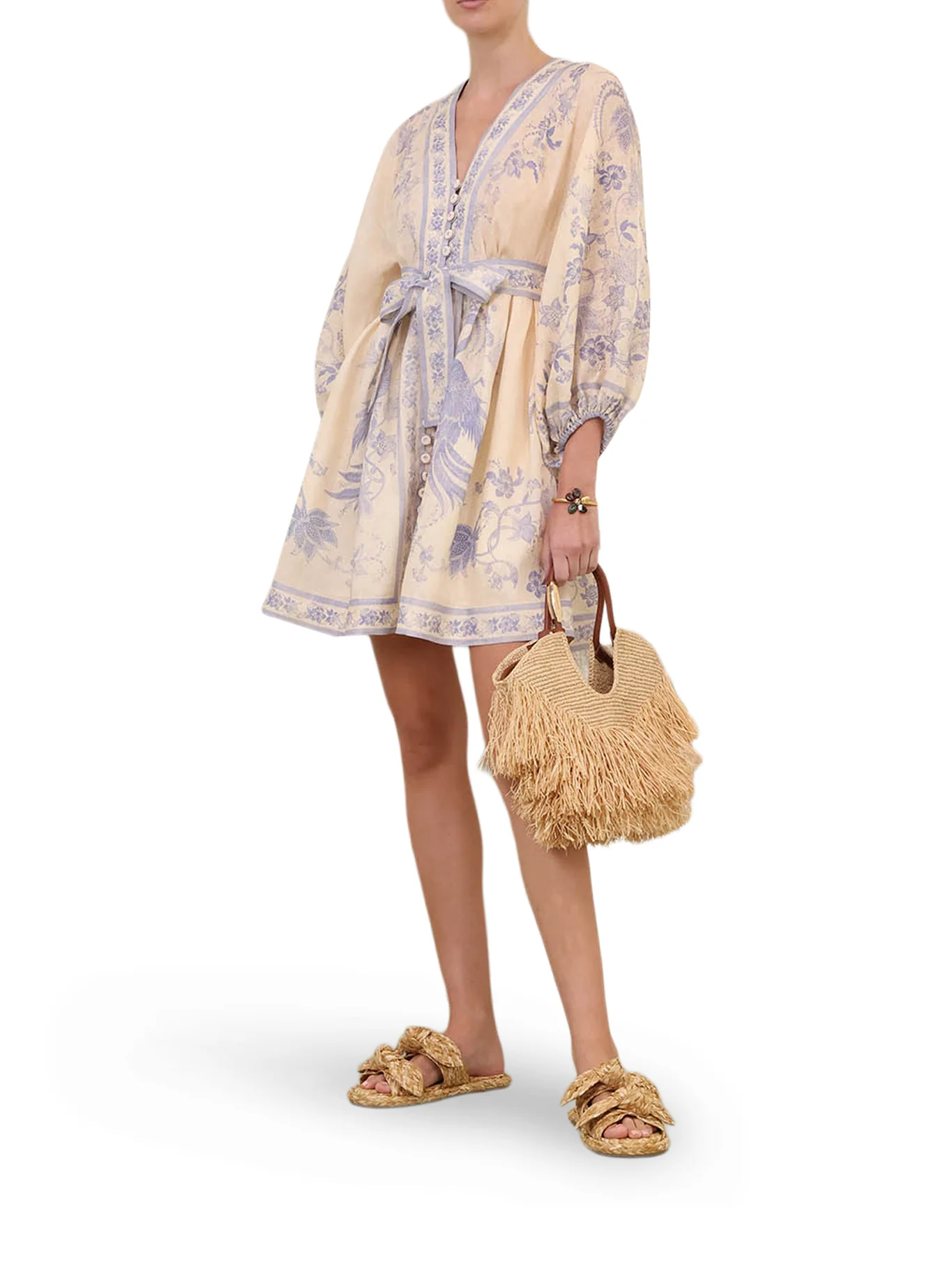 INDRA PLUNGE SHORT LINEN DRESS - Image 2